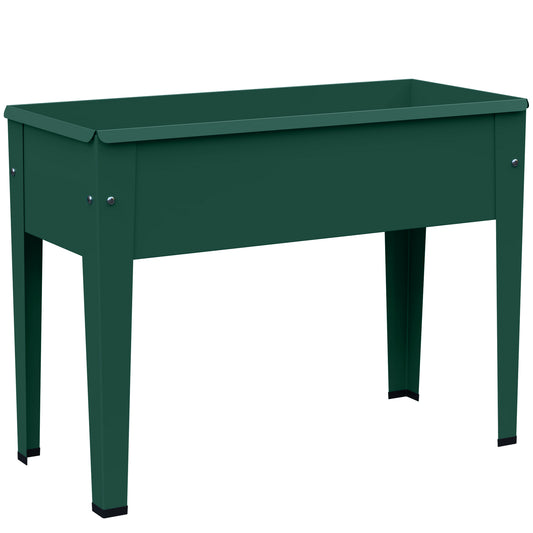 Outsunny Raised Planter, Metal Raised Garden Bed on Legs with Drainage Hole and Foot Covers, Green
