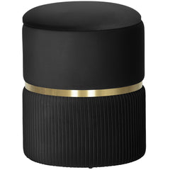 HOMCOM Velvet-Feel Storage Ottoman - Black