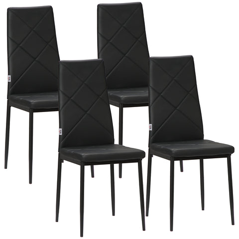 HOMCOM Set of 4 Faux Leather Dining Chairs - Black