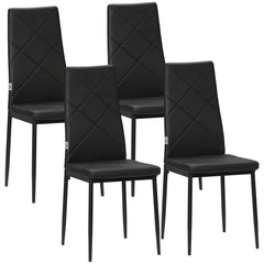 HOMCOM Set of 4 Faux Leather Dining Chairs - Black
