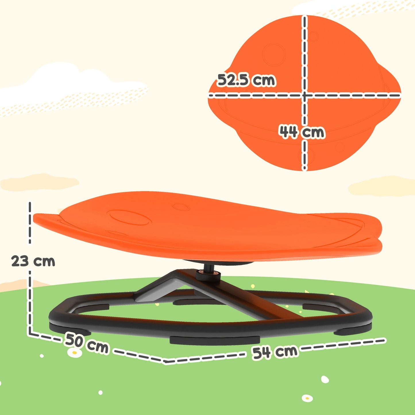 AIYAPLAY Planet-Shaped-kids Swivel Chair, Sensory Spinning Chair for Balance, Coordination Training, Orange
