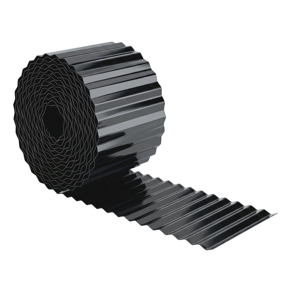 Outsunny Metal Garden Edging Border, 8 in x 21.3 ft Corrugated Heavy Duty Galvanised Steel Lawn Edging, Dark Grey