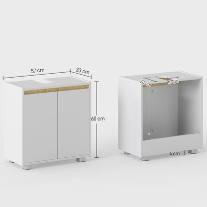 kleankin Modern Bathroom Sink Cabinet, Floor Standing Under Sink Cabinet, Freestanding Storage Cupboard with Double Doors, White