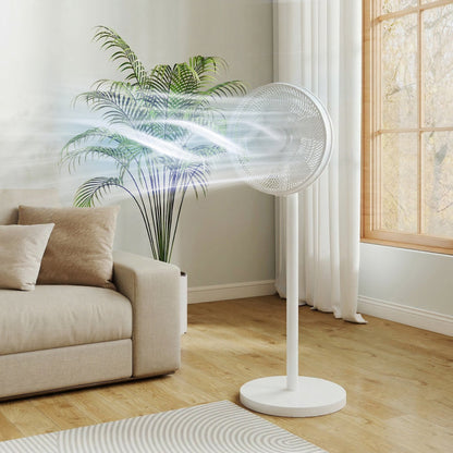 HOMCOM 40 cm Standing Fan, Cooling Floor Fan with 80 degrees Oscillating, Adjustable Tilt and Height, 4 Speed, Remote Control, White