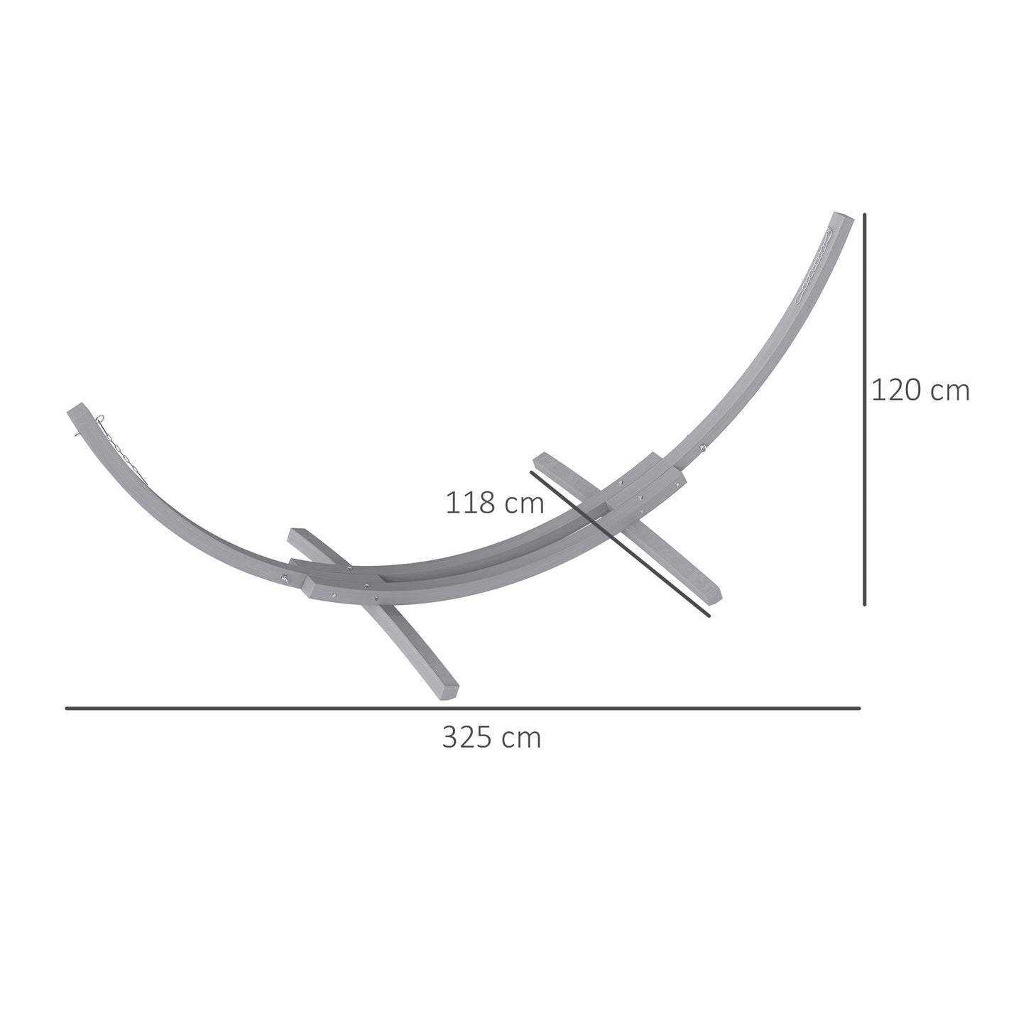 Outsunny 3.25m Wooden Hammock Stand Universal Fit Garden Picnic Camp Accessories, Grey
