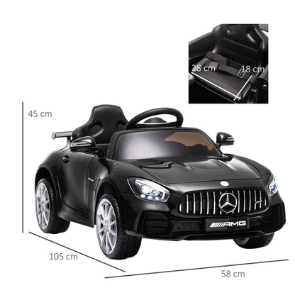 12V Battery-powered 2 Motors Kids Electric Ride On Car GTR Toy with Parental Remote Control Music Lights MP3 for 3-5 Years Old Black