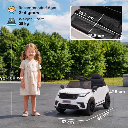 AIYAPLAY Range Rover Velar Licensed 12V Electric Car for Kids with Remote, 4-Wheel Suspension, Slow Start for 2-4 Years, White