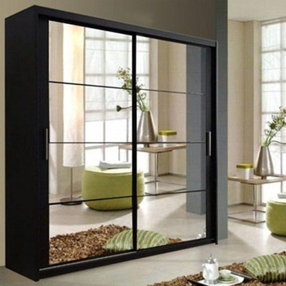 Deltum Sliding Door Wardrobe - Black, White, Grey - 150cm and 203cm