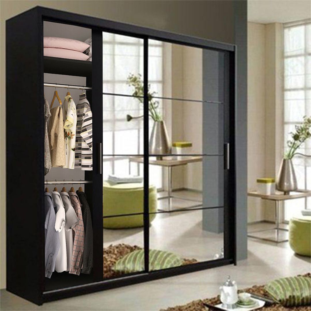 Deltum Sliding Door Wardrobe - Grey, White, Black - 150cm and 203cm