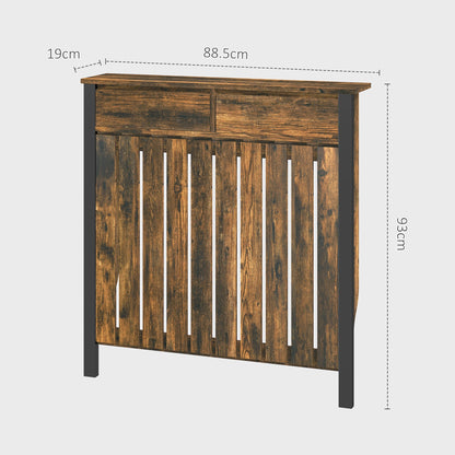 HOMCOM 93 x 88.5cm Rustic-Look Radiator Cover - Brown/Black