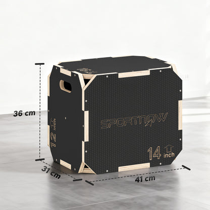 SPORTNOW Non-Slip Plyo Box, Corner-free Wooden Jump Box, 31 x 36 x 41 cm