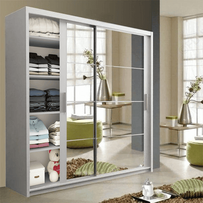 Deltum Sliding Door Wardrobe - Black, White, Grey - 150cm and 203cm