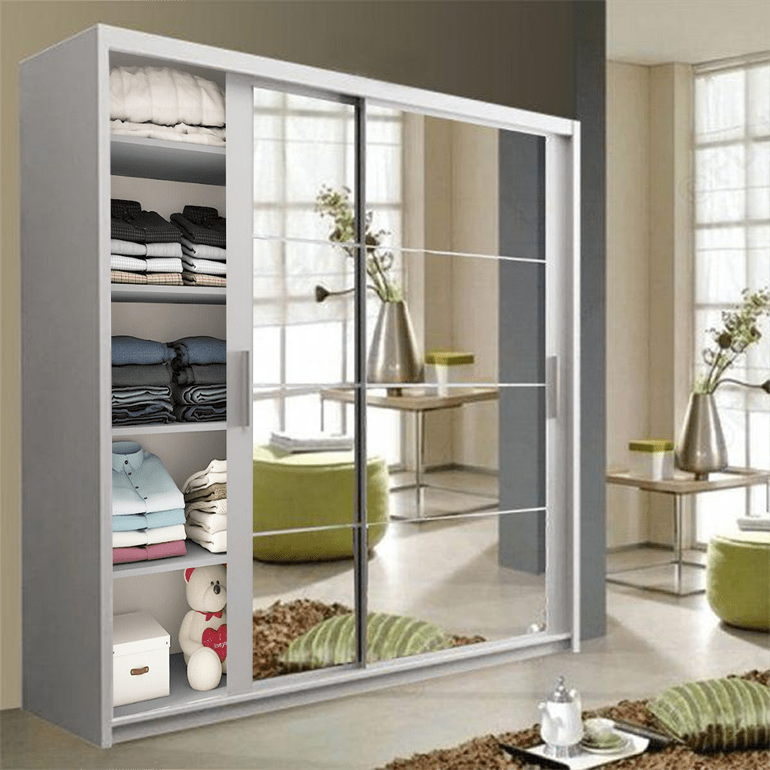 Deltum Sliding Door Wardrobe - Grey, White, Black - 150cm and 203cm