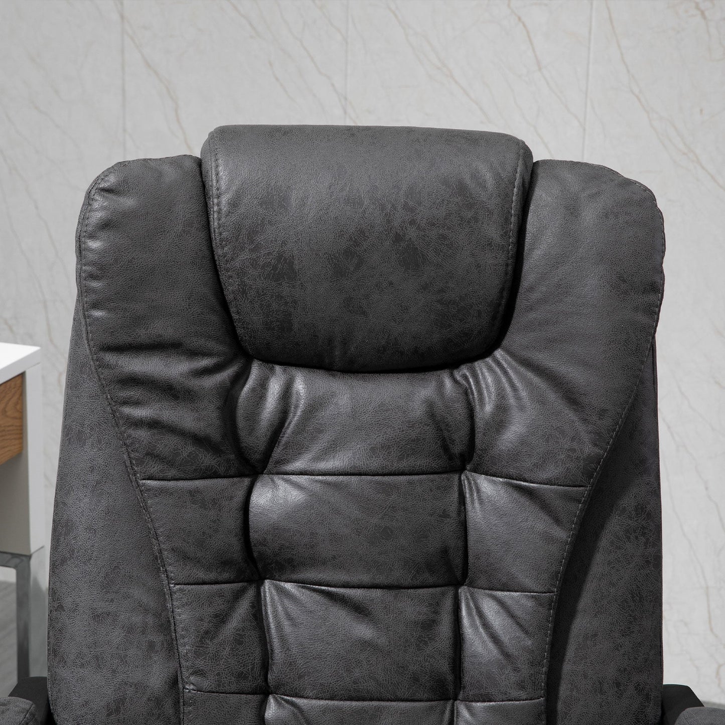 Vinsetto Vintage High Back Heated Massage Office Chair w/ 6 Vibration Points Dark Grey