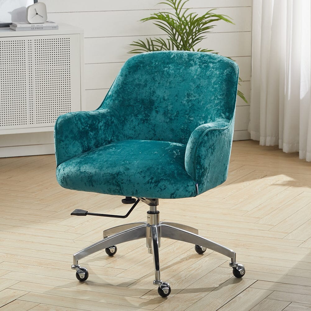 Velvet Upholstered Wheeled Swivel Office Chair