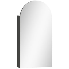 HOMCOM Arched Bathroom Mirror Cabinet with Adjustable Glass Shelves - Black