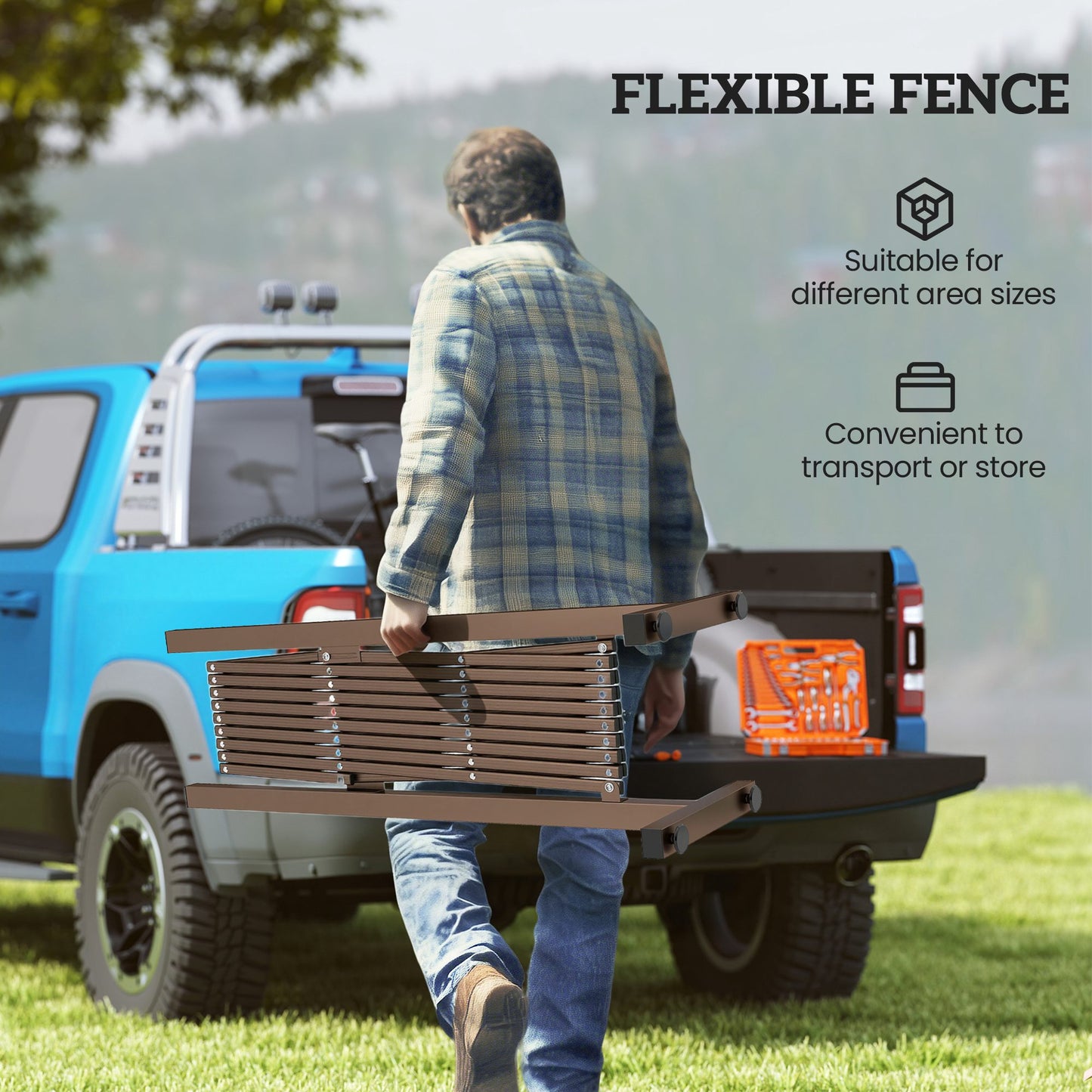 Outsunny Expanding Trellis Fence, Freestanding Movable Fence, Foldable Garden Screen Panel, 250 x 103.5 cm, Dark Brown