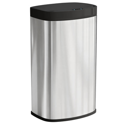 HOMCOM 55L Sensor Bin with Soft-Close Lid, Automatic Touchless Motion Sensor Kitchen Bin with Fingerprint Resistant Stainless Steel for Hygienic Gyms, Home Office Use, Silver Tone