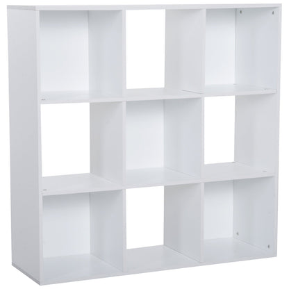 HOMCOM 3-tier 9 Cubes Storage Unit Particle Board Cupboard Bookcase Organiser Home Office Shelves, White