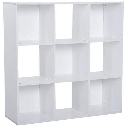 HOMCOM 3-tier 9 Cubes Storage Unit Particle Board Cupboard Bookcase Organiser Home Office Shelves, White