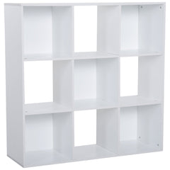 HOMCOM 3-tier 9 Cubes Storage Unit Particle Board Cupboard Bookcase Organiser Home Office Shelves, White