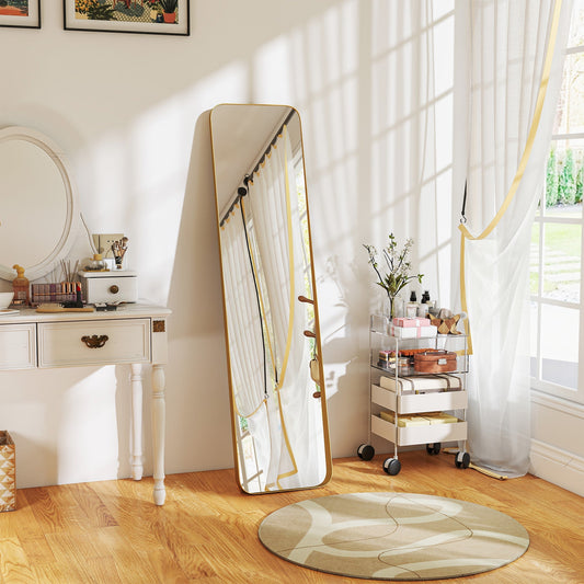 HOMCOM 40 x 160 cm Rectangular Full Length Mirror - Gold Tone