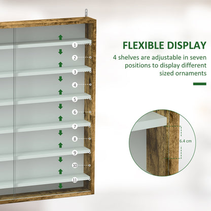 HOMCOM Six Shelf Display Cabinet, with Glass Doors - Brown
