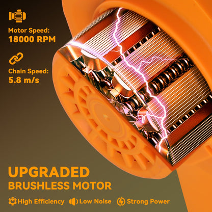 Outsunny Mini Chainsaw Cordless, 8 Inch Electric Chainsaw with 2 x 4000mAh Batteries, Brushless Motor and Safety Lock for Tree Trimming, Garden, Wood Cutting, Orange