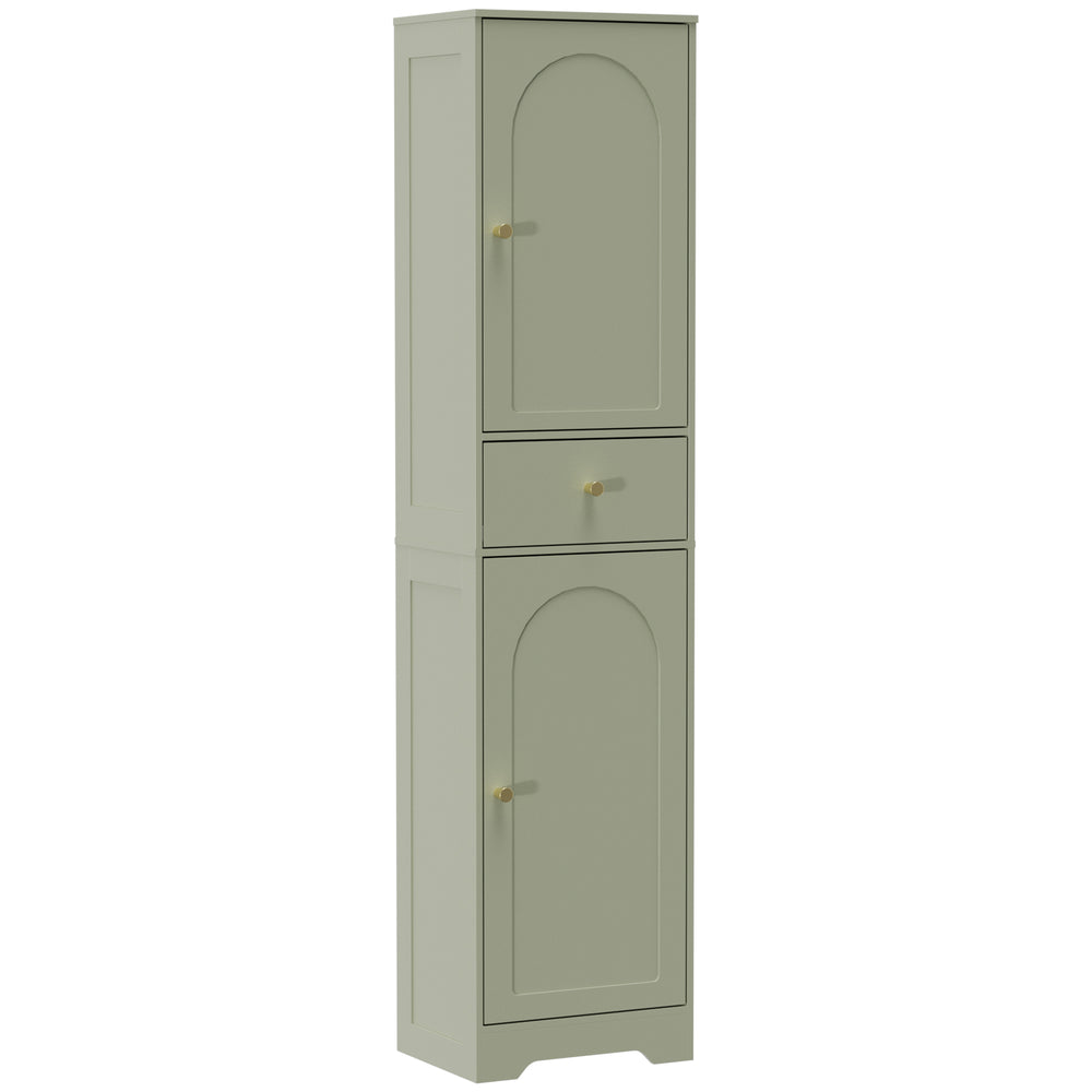 HOMCOM Tall Bathroom Cabinet with Arched Doors - Light Green