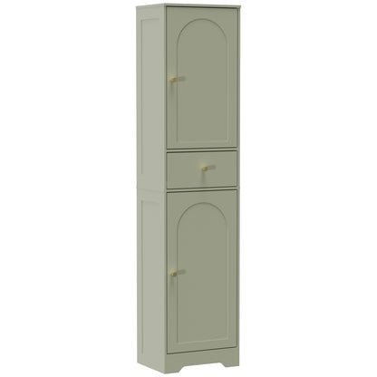 HOMCOM Tall Bathroom Cabinet with Arched Doors - Light Green