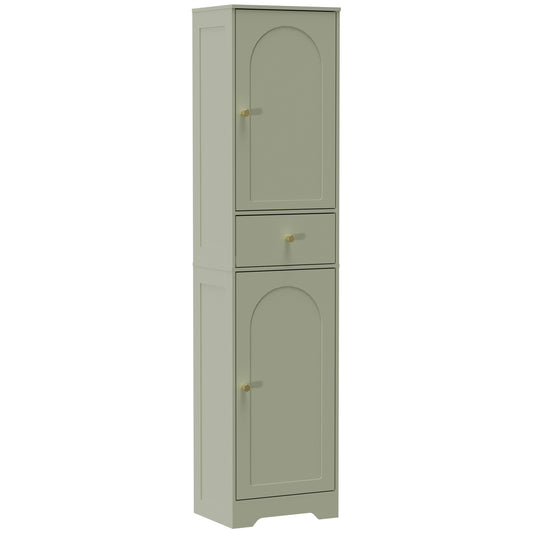 HOMCOM Tall Bathroom Cabinet with Arched Doors - Light Green