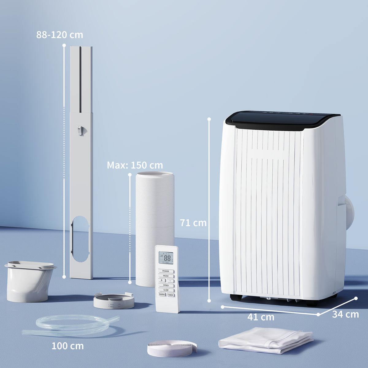 HOMCOM 12000 BTU 5-in-1 Portable Air Conditioner with Cool, Heat, Dehumidifier, Fan, Sleep, WiFi Voice Control, White