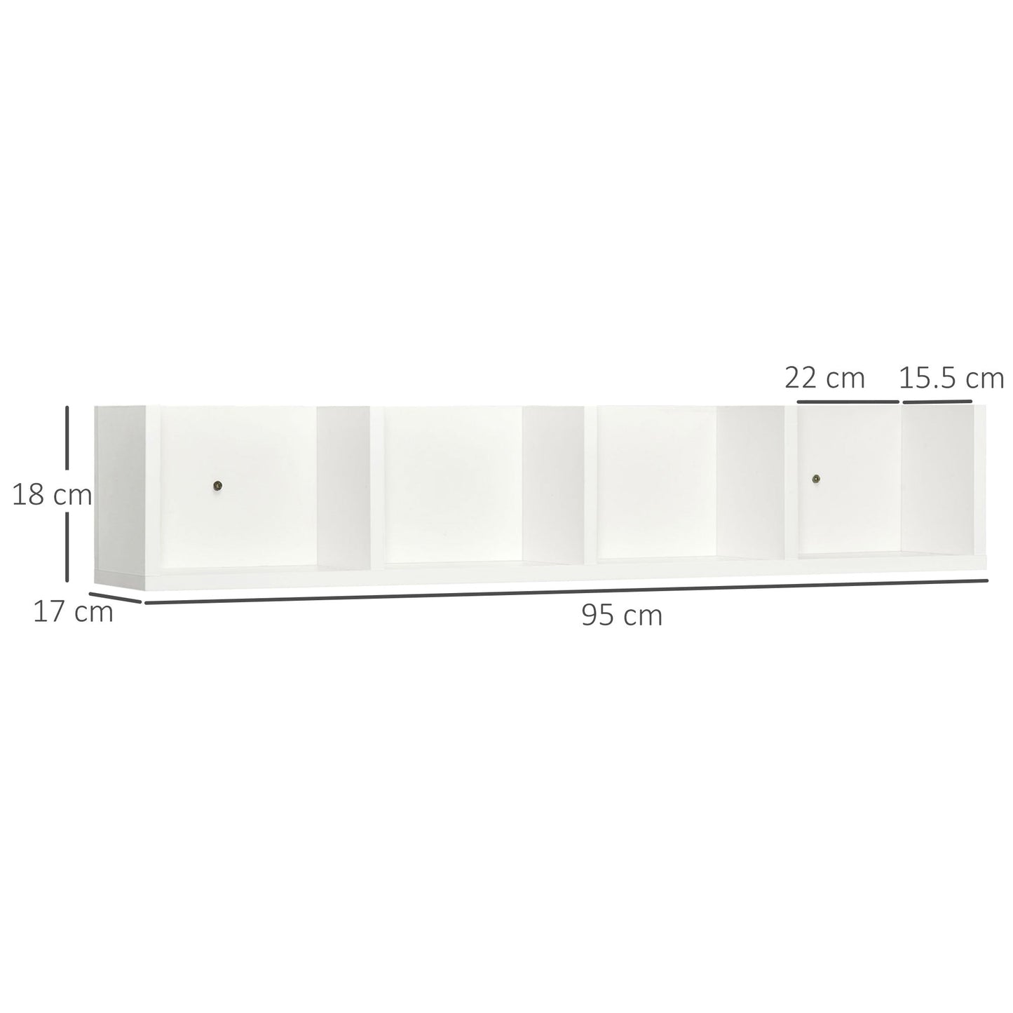 HOMCOM Wall Mount 84 CD / 56 DVD/Blu-ray/ Media Storage Rack 4 Cubes Wooden Shelf Organizer Unit Bookcase Display (White)