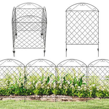 Outsunny Decorative Garden Fencing, 56in x 11.5ft Outdoor Picket Fence Panels, 4PCs Rustproof Steel Wire Landscape Flower Bed Border Edging, Gentle Swirls