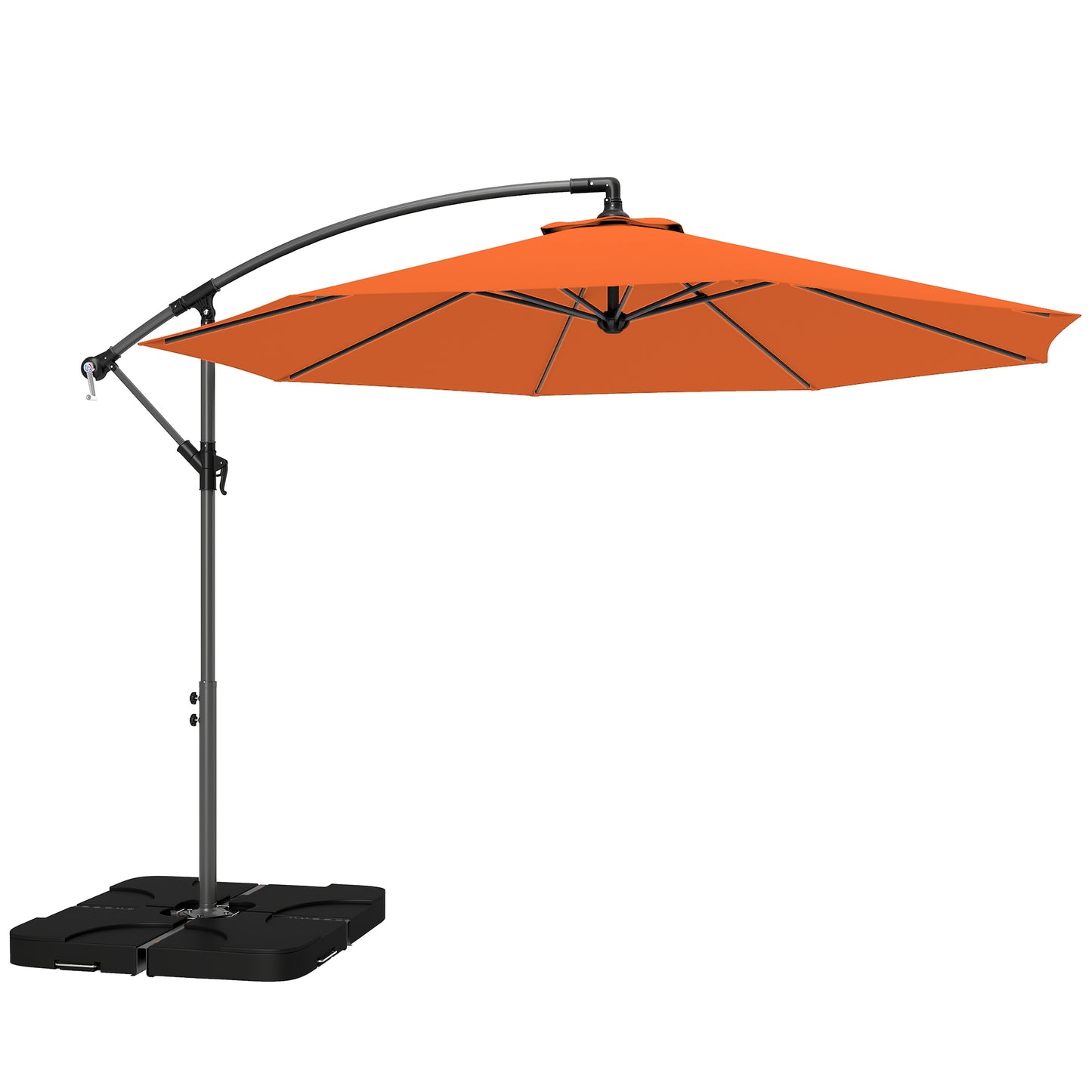 Outsunny 3m Overhanging Parasol, with Base, Weights and Cover - Orange