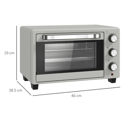 HOMCOM 21L Mini Countertop Oven, 100Â°C-230Â°C Adjustable Temp - Silver Tone