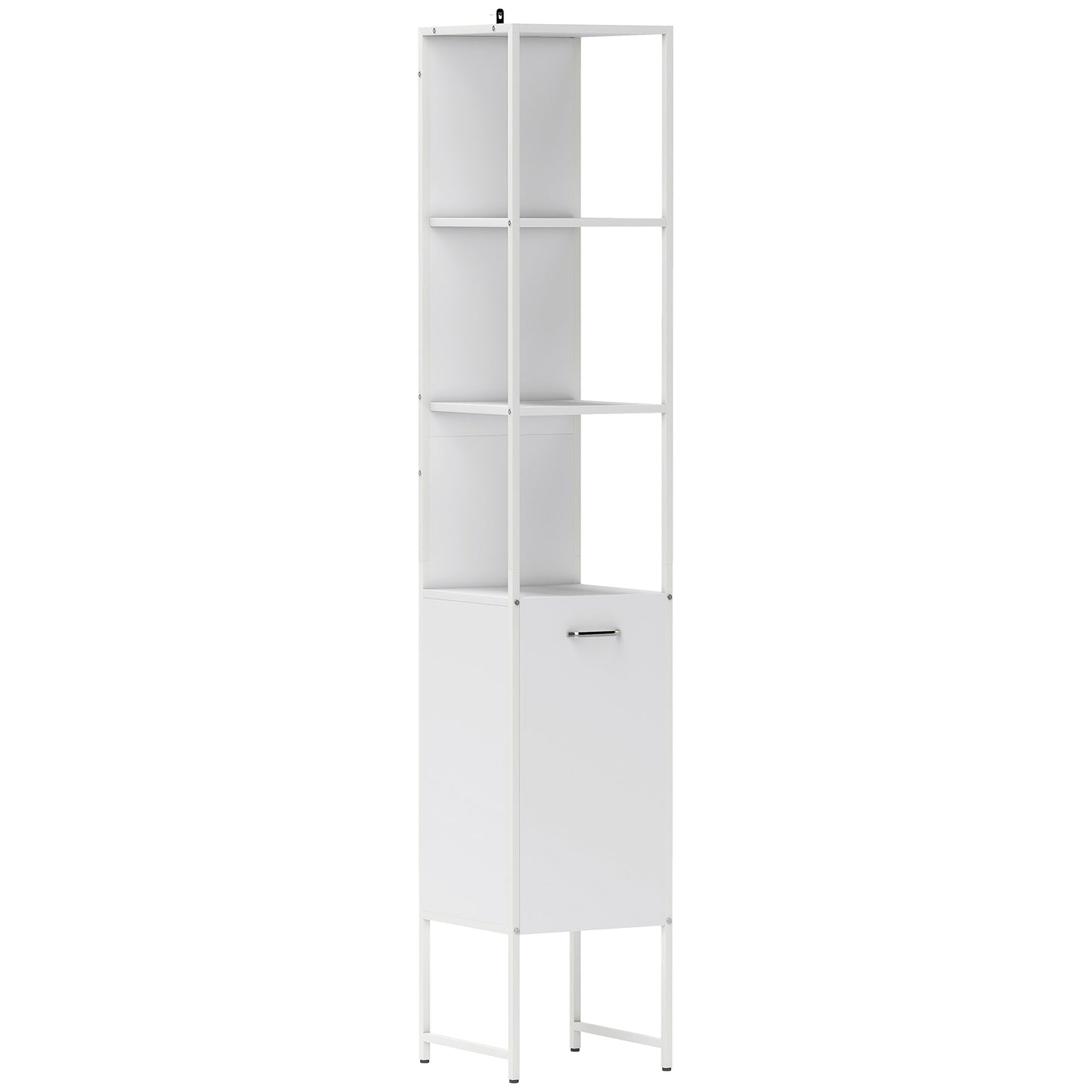 HOMCOM Tall Bathroom Cabinet with Open Shelves and Adjustable Shelf - White