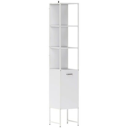 HOMCOM Tall Bathroom Cabinet with Open Shelves and Adjustable Shelf - White