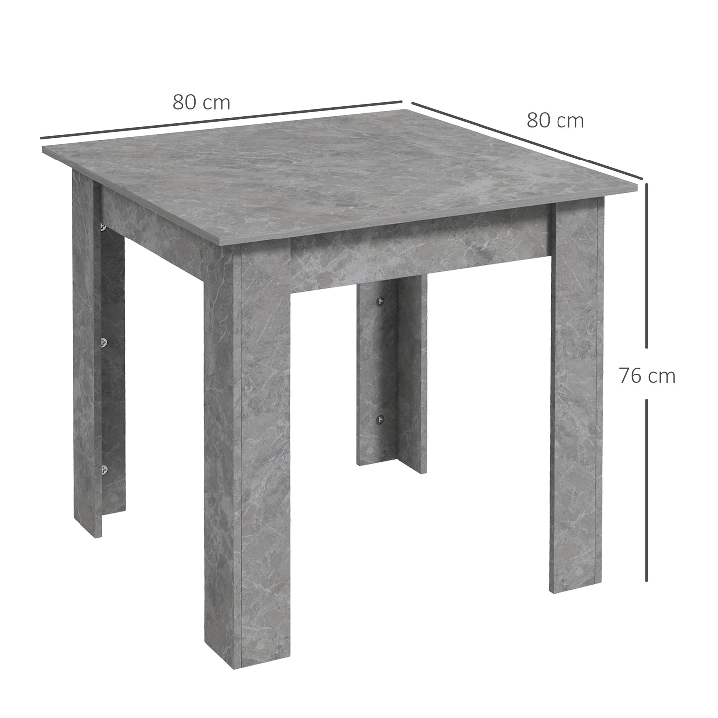 HOMCOM Square Dining Table, Modern Small Dining Table with Faux Cement Effect, Space Saving, Non-slip Foot Pads, Cement Grey