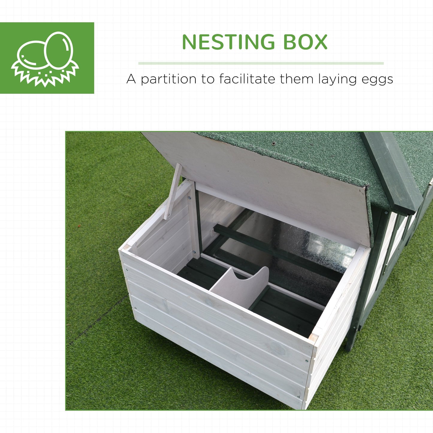 PawHut Chicken Coop Small Animal Pet Cage w/ Nesting Box Outdoor Run Wooden