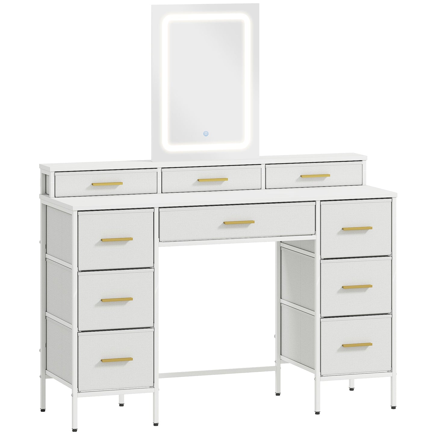 HOMCOM Multi-Storage Elegant Dressing Table, with LED Mirror - White
