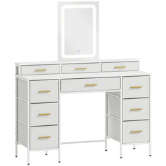 HOMCOM Multi-Storage Elegant Dressing Table, with LED Mirror - White