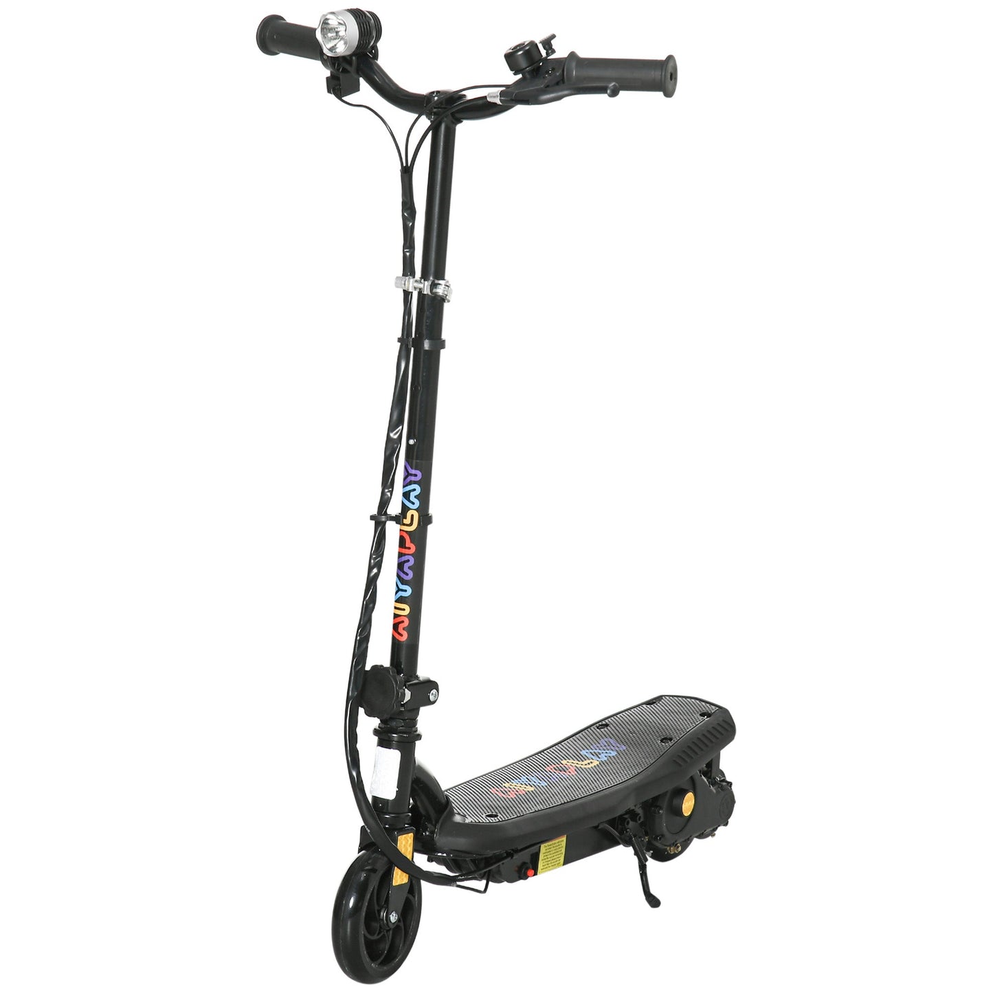 HOMCOM Foldable Electric Scooter, with LED Headlights, for Ages 7-14 Years, Black