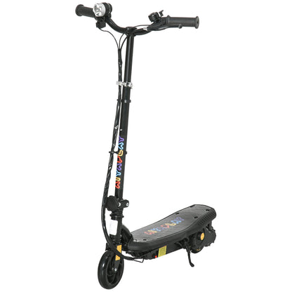 HOMCOM Foldable Electric Scooter, with LED Headlights, for Ages 7-14 Years, Black