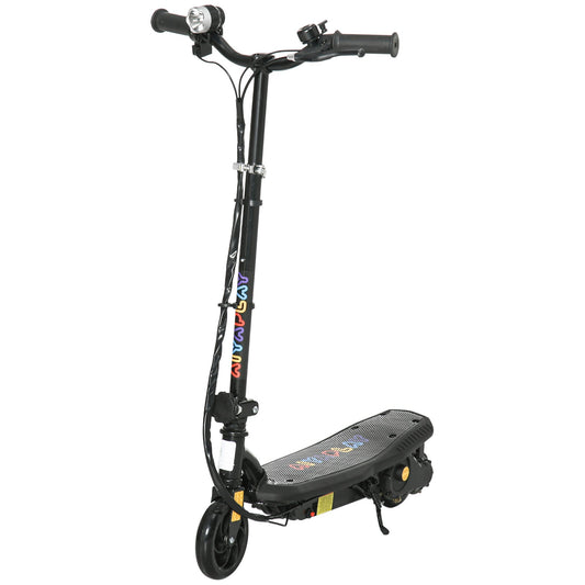 HOMCOM Foldable Electric Scooter, with LED Headlights, for Ages 7-14 Years, Black