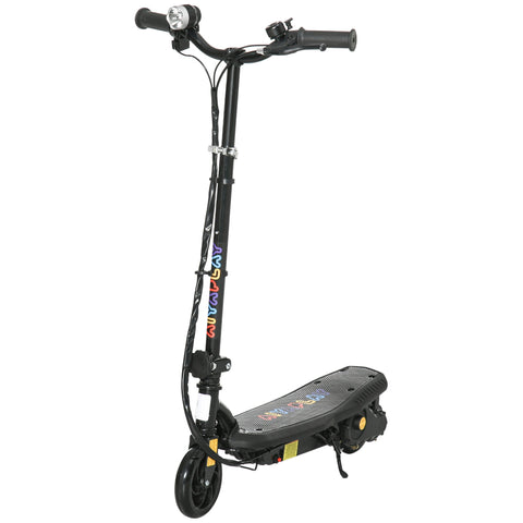HOMCOM Foldable Electric Scooter, with LED Headlights, for Ages 7-14 Years, Black