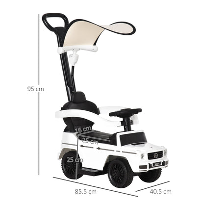 HOMCOM 3 in 1 Kids Children Ride on Push Car Toddler Sliding Car G350 Licensed Walker Foot to Floor Slider Push-Along with Horn Steering Wheel NO POWER Manual, White