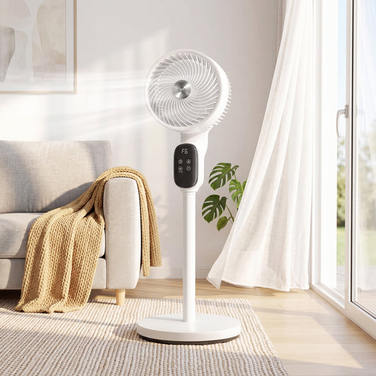 HOMCOM 20 dB Silent Standing Fan for Bedroom, 39in Pedestal Fan with Remote, Oscillating, 8 Speeds, Adjustable Height, White