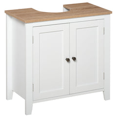 kleankin Under Sink Cabinet, Bathroom Sink Cabinet with 2 Doors, Pedestal Under Sink Design, Freestanding Bathroom Cupboard with Adjustable Shelf, White
