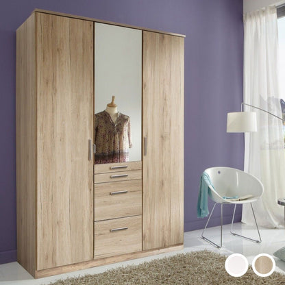 Acorn 3 Door 4 Drawer Mirrored Wardrobe - Oak or White